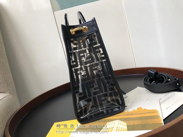 FENDI女包 頂級小號手提袋 橢圓形硬手柄 黑色FF圖案 芬迪女手提包 可斜跨  fdz2172